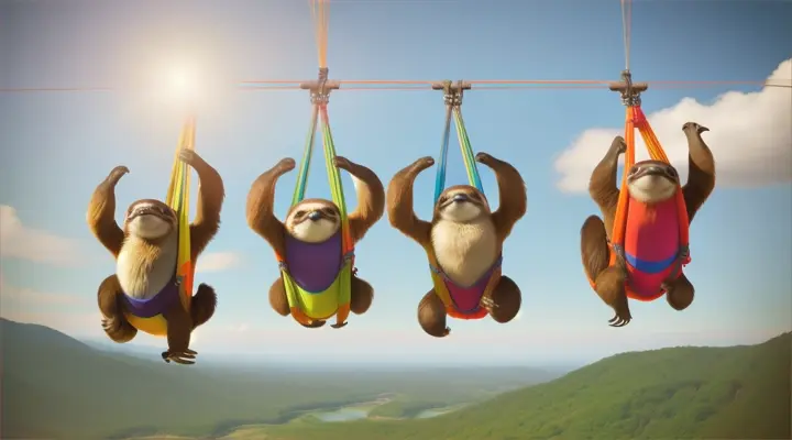 sloths in bungee jumping 