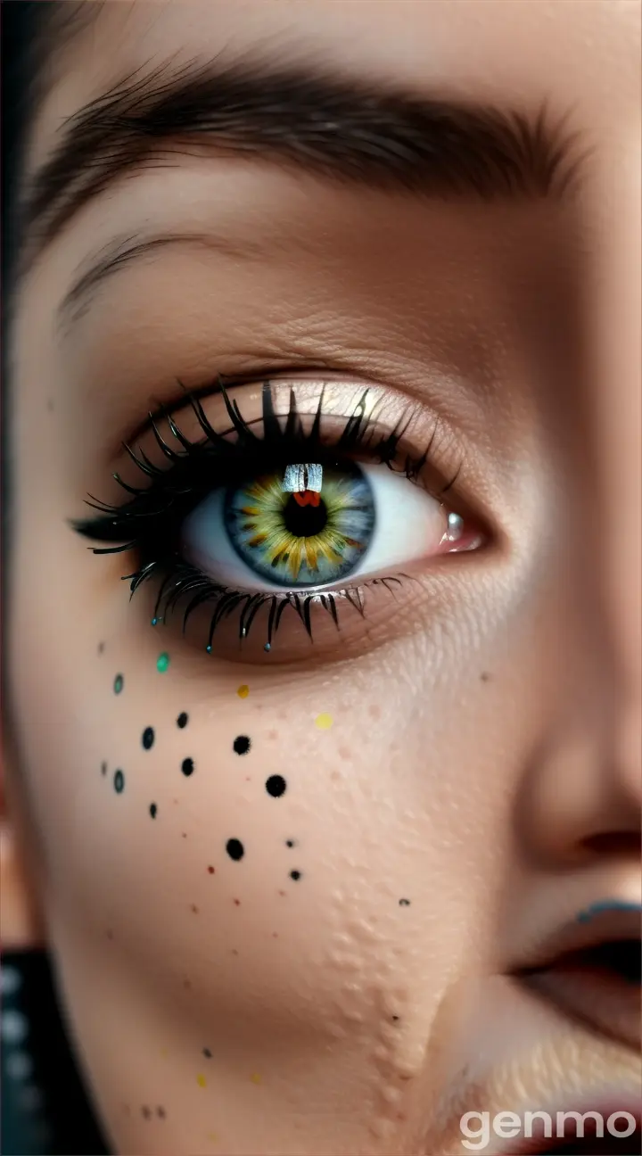 person with black dots on their nose