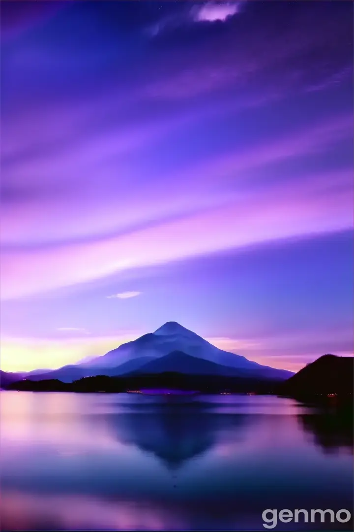 a purple sky with a mountain in the background