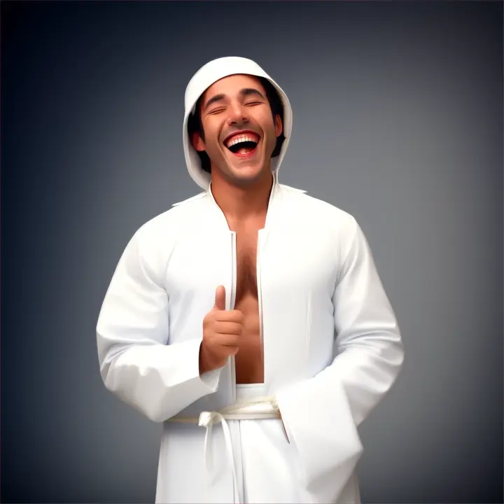 a man in a white straight jacket laughing