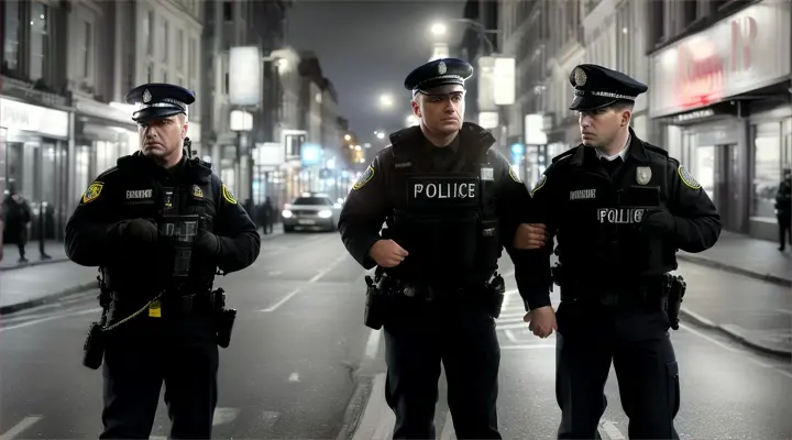 Give me a lifelike image of a Man arrested by the Police