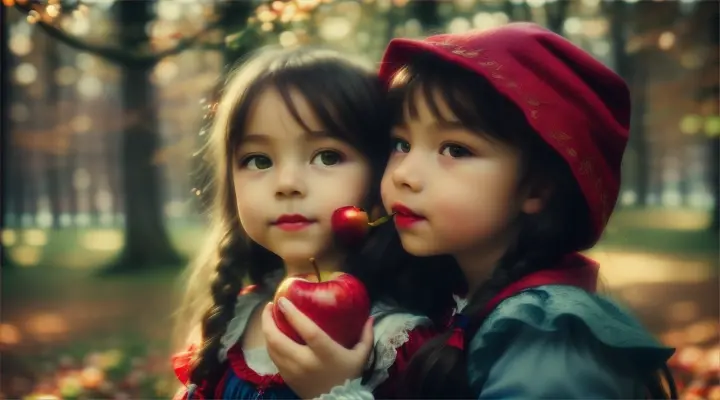 a girl biting a apple