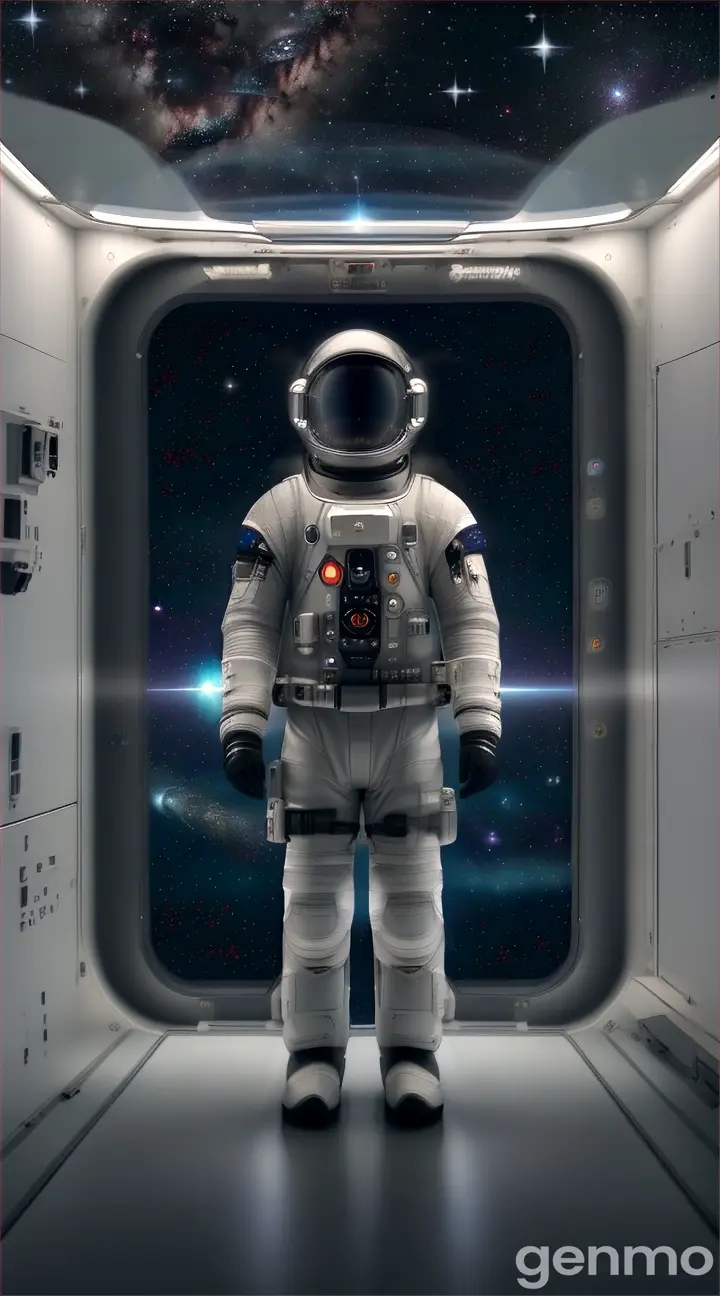 Meditating person in space, surrounded by an infinite starry sky