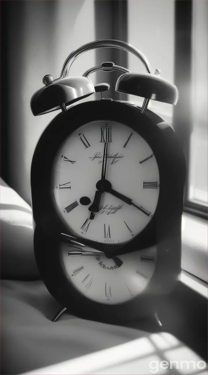 person sleeping next to alarm clock