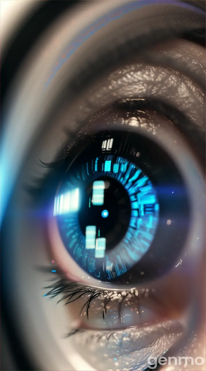 blue light emitted from phones screen piercing a person's eye