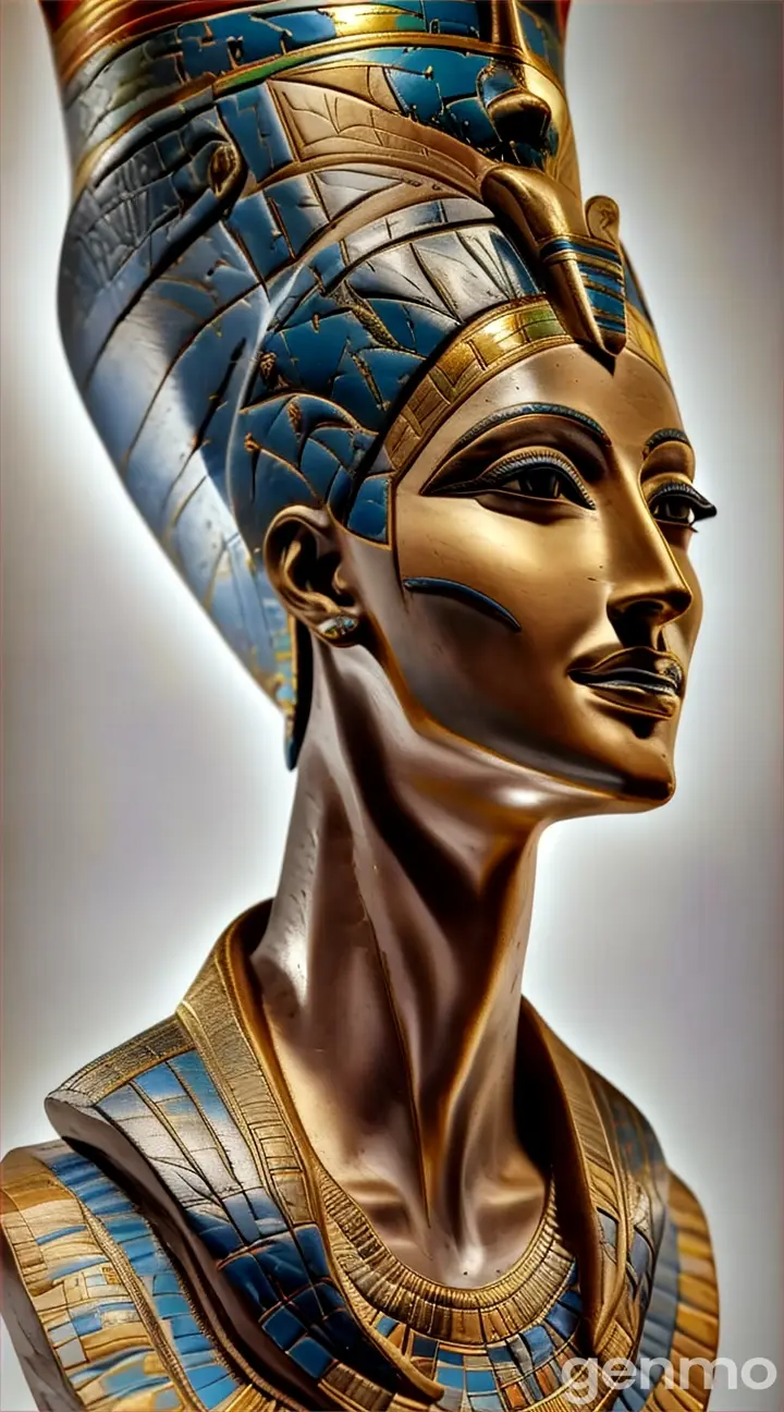 a statue of an egyptian woman wearing a headdress