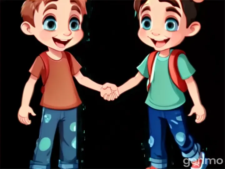 two young boys shaking hands with each other