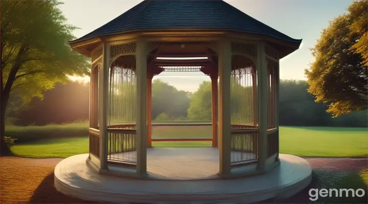 
“Hey, look at that old gazebo over there,” Ryan pointed out, his curiosity piqued. “Let’s go check it out