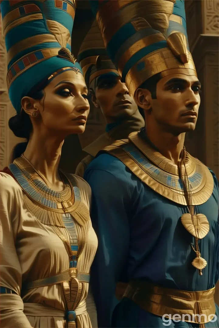 a man and a woman dressed in egyptian costumes