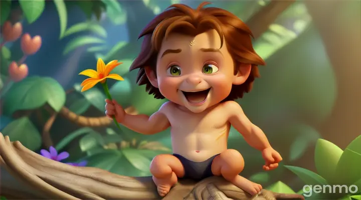 3d cartoon baby boss tarzan flower