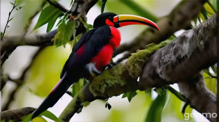 bird, branch, organism, twig, piciformes, terrestrial plant, beak, toucan, plant, tree