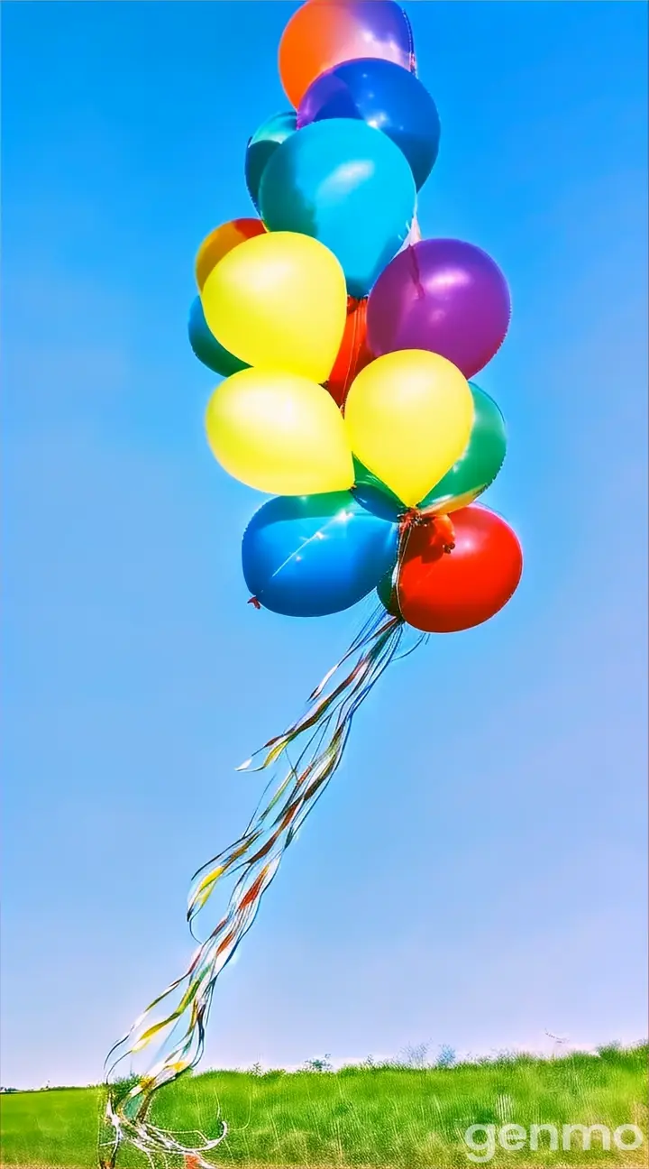 a bunch of balloons floating in the air