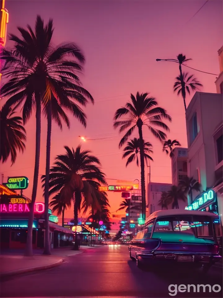 vice city vibes and colors palm trees