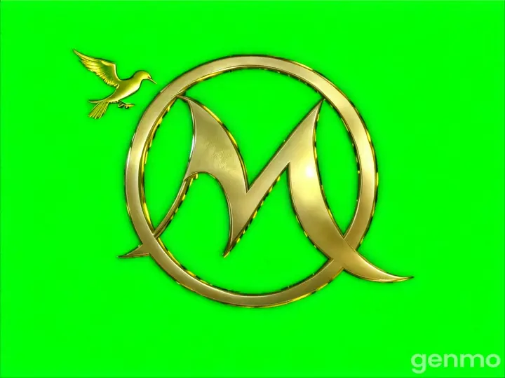 A sleek green and gold emblem with a single bird soaring above it