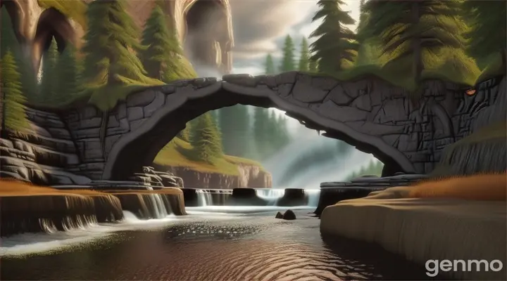 Nether portal arch black, Canada, maple, beaver, beavers dam, water, beaver tail, beaver teeth, logistics hub pretty, magic rift, fantasy