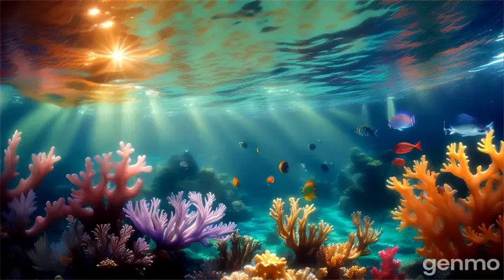 creation of deep view inside   crystal clear ocean 16:9