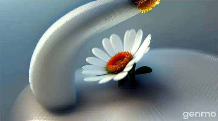 Visualization of a robotic arm picking a daisy with precision