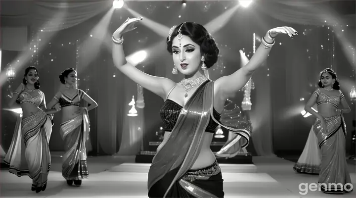A black-and-white dream sequence transports the viewer to a glamorous 1950s Bollywood set. The leading lady, dressed in a shimmering sari, captivates everyone with her vintage dance moves. The song is a classic Bollywood melody with a modern twist, with lyrics about timeless beauty and the magic of cinema.