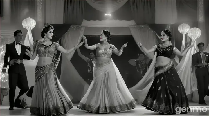 A black-and-white dream sequence transports the viewer to a glamorous 1950s Bollywood set. The leading lady, dressed in a shimmering sari, captivates everyone with her vintage dance moves. The song is a classic Bollywood melody with a modern twist, with lyrics about timeless beauty and the magic of cinema.