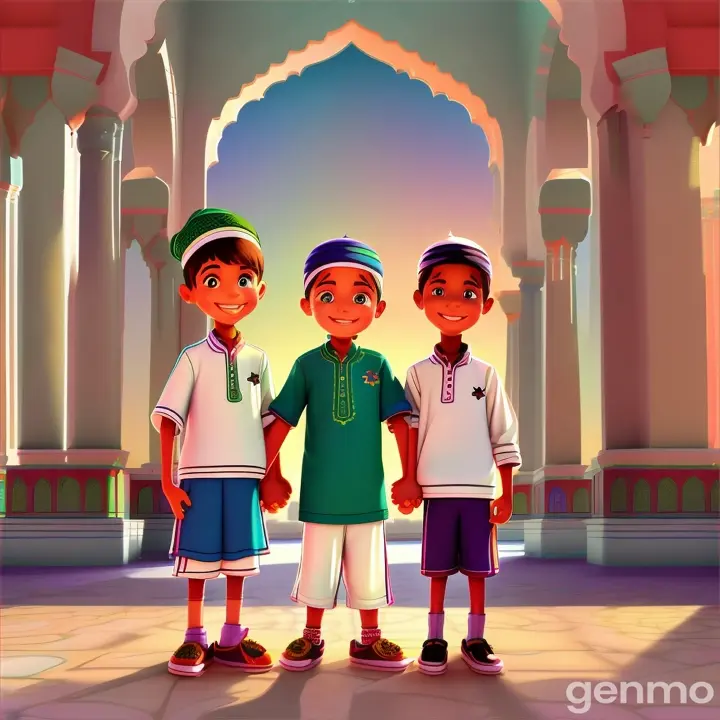 2 Little Muslim brothers cartoon image