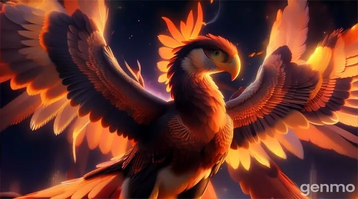 a painting of a bird with its wings spread