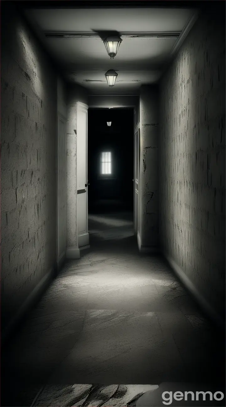 **Haunting Crying Sound**:
   - "A dark, empty office corridor with a mysterious, haunting crying sound emanating from the distance, creating an unsettling atmosphere."