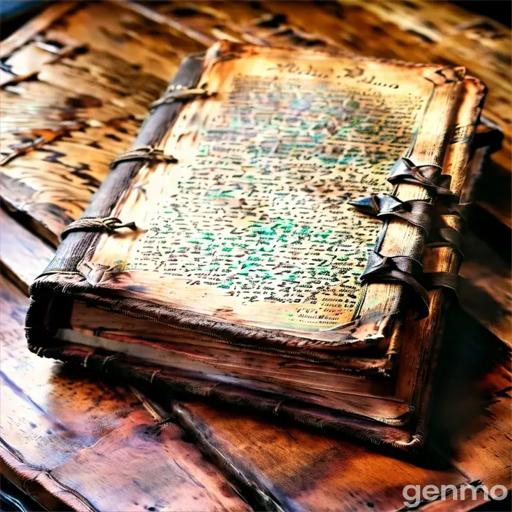 an old book sitting on top of a wooden table