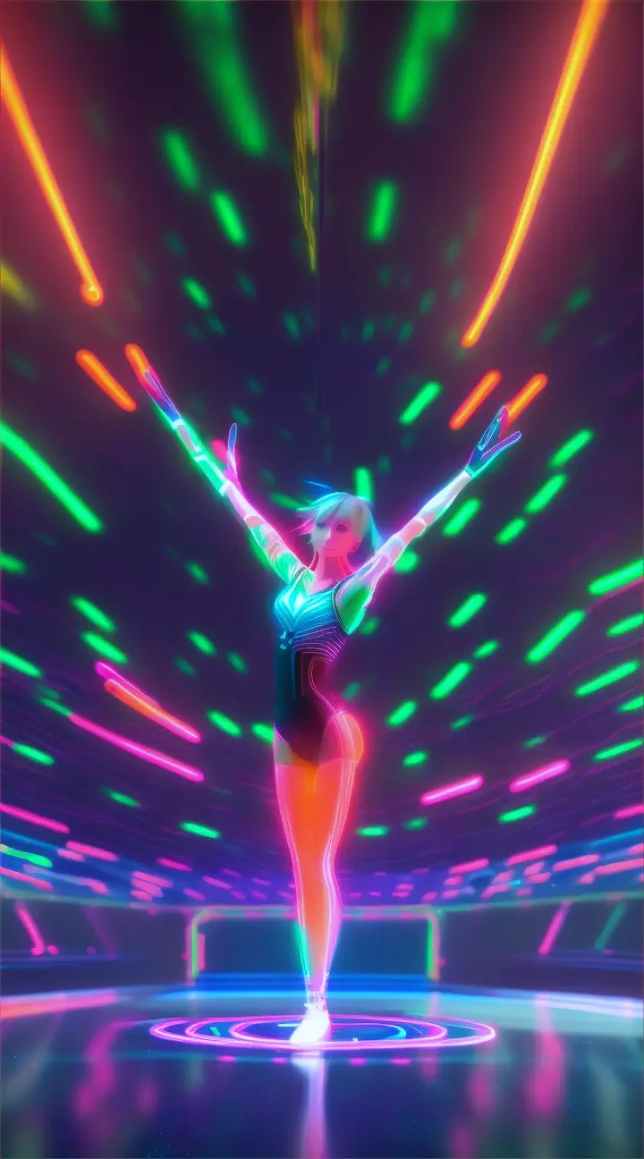 urban neon style dancer in space