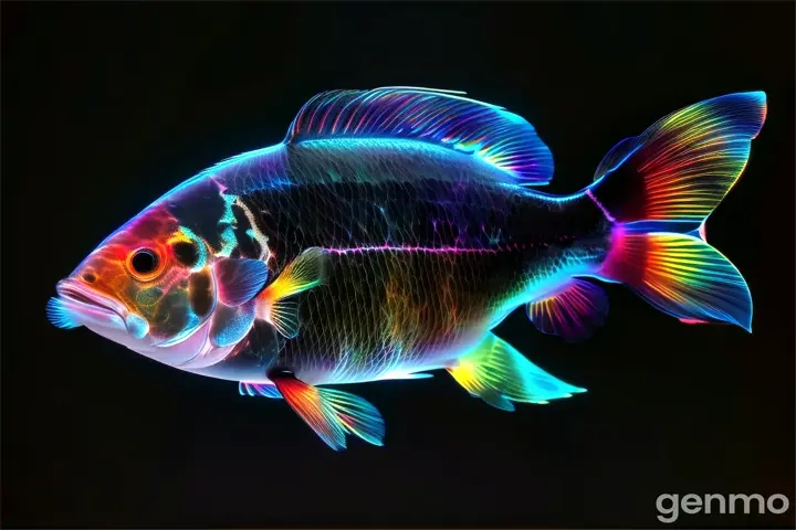 a close up of a fish on a black background