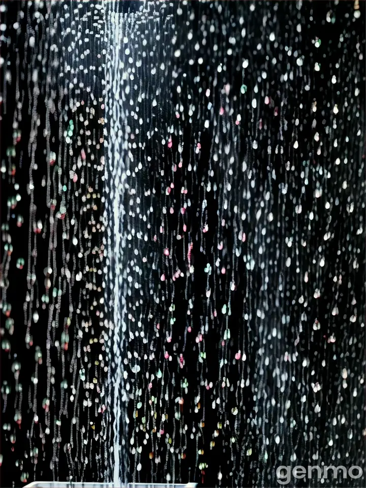 a shower head with water falling from it