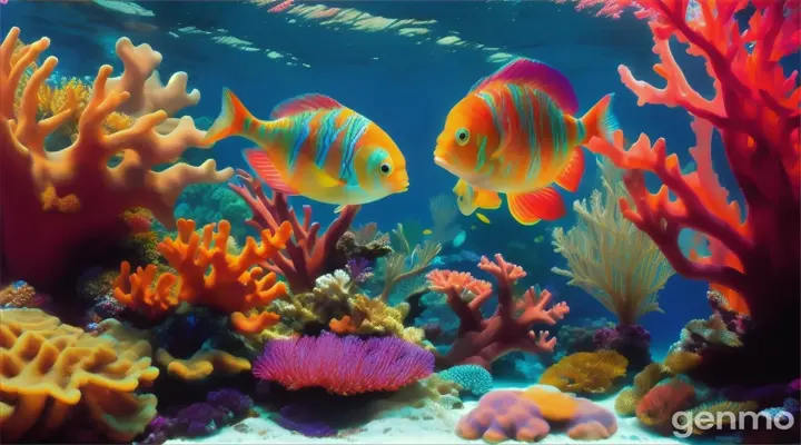 creation of cute vibrant view under crystal clear water of sea 16:9