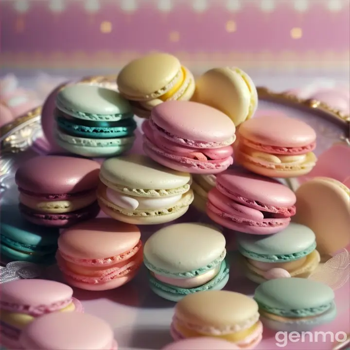 Macarons in a gradient of pastel colors