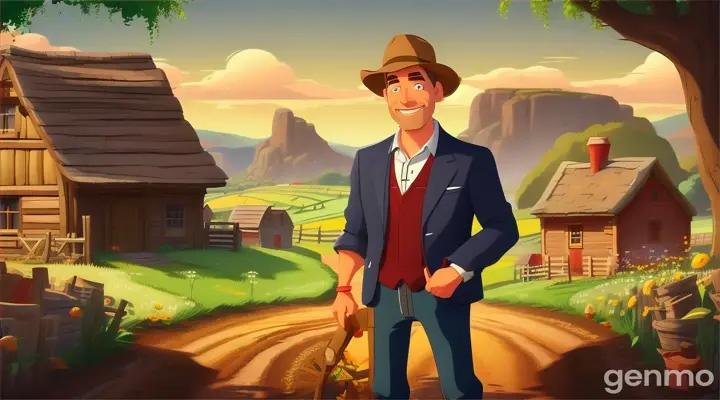 make an animated video of: Jack, a poor farmer got enough money from merchant to buy everything he needed