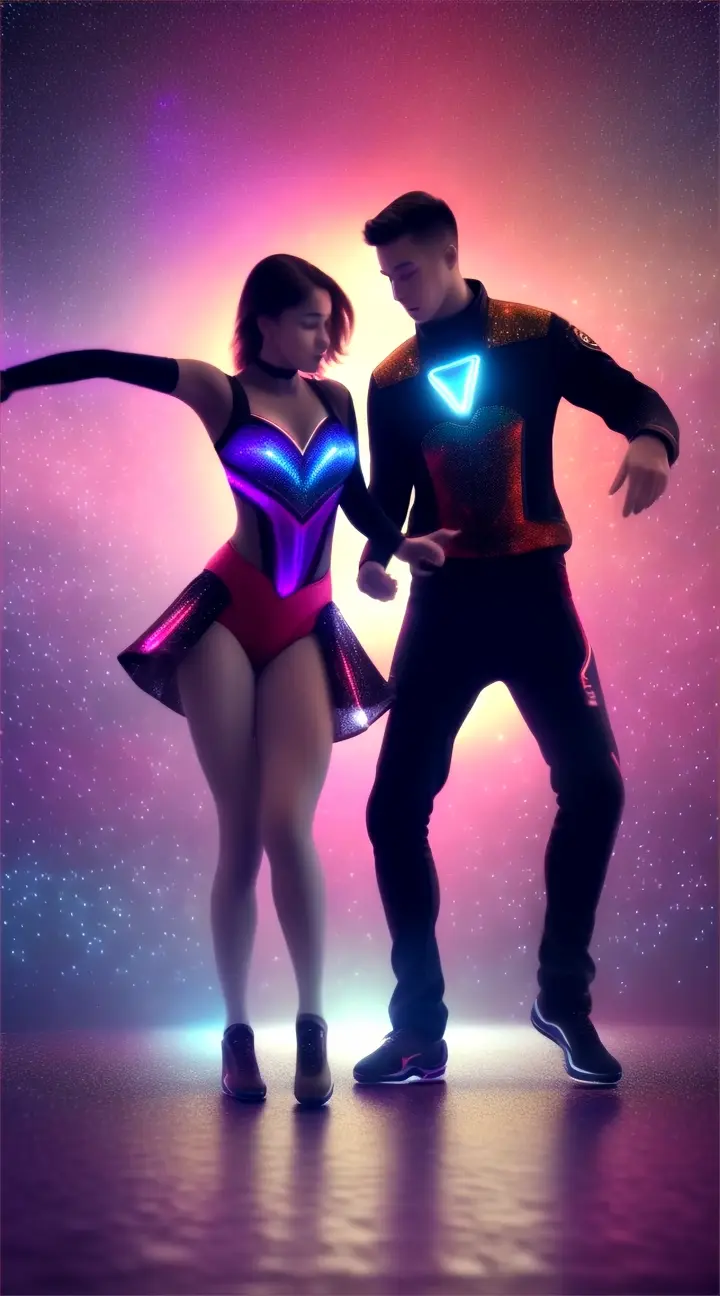 couple of urban dancer in space