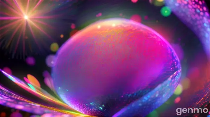 A magnified holographic 3D rendering of vibrant flowers suspended in space, rotating 