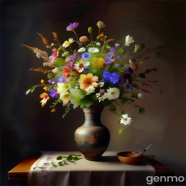 a vase filled with lots of flowers on top of a table