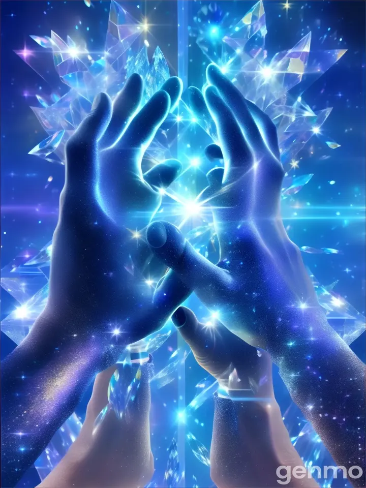 a pair of hands reaching for a crystal ball