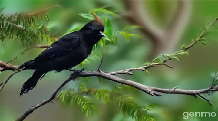 a black bird sitting on top of a tree branch