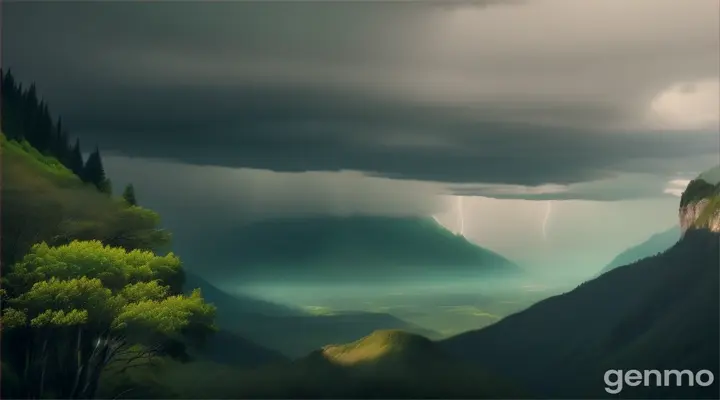 cloud, sky, plant, atmosphere, green, light, natural landscape, nature, tree, mountain very heavily big rain very fast