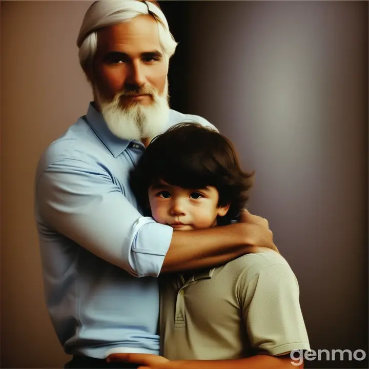 a man holding a child in his arms