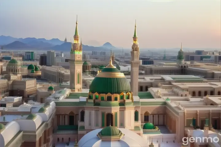 a large building with a green dome on top of it