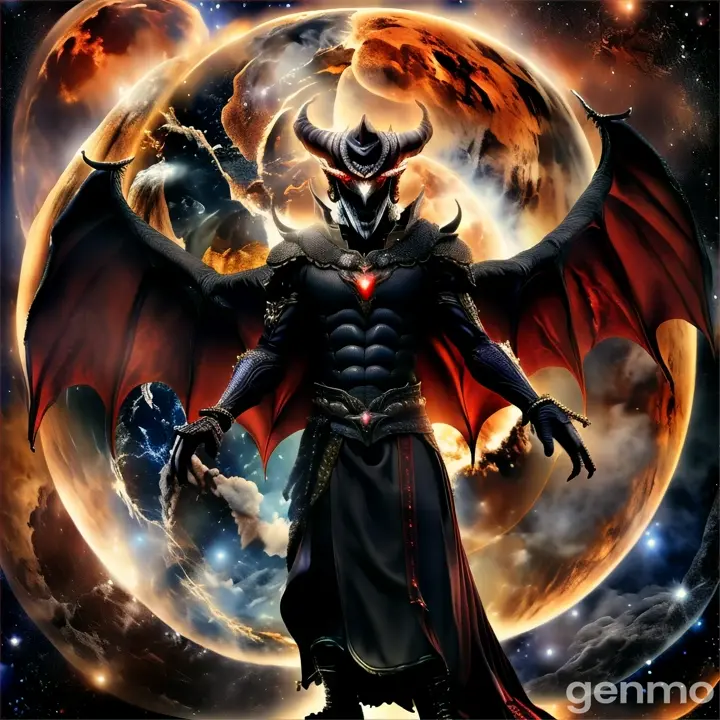 a demonic demon standing in front of a full moon