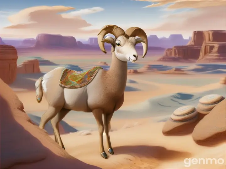 and Dash, the desert bighorn sheep Once upon a time, in the arid desert, lived a group of animals known for their distinct abilities and personalities. cartoon illustration