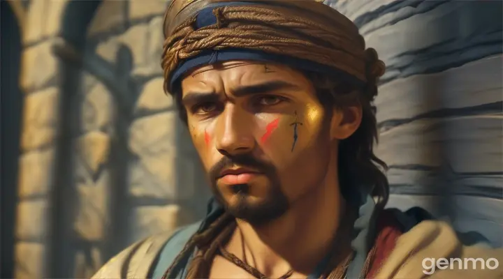 Joseph from the Bible as a slave and a prisoner. 16x9 aspect ratio