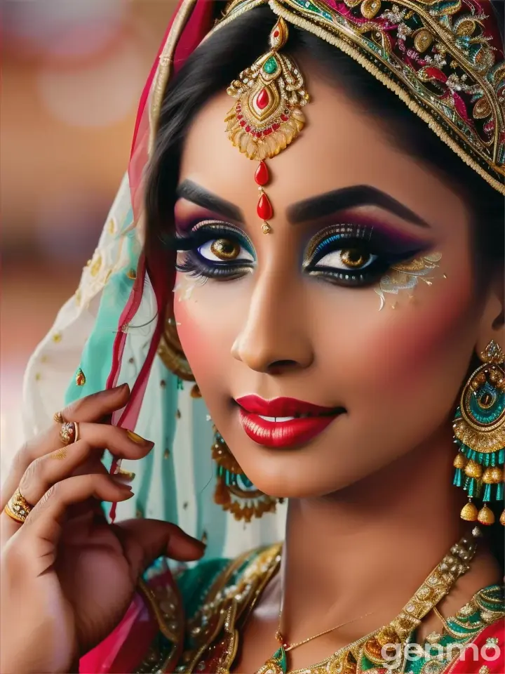 A pakistani bride dancing in ghughat 