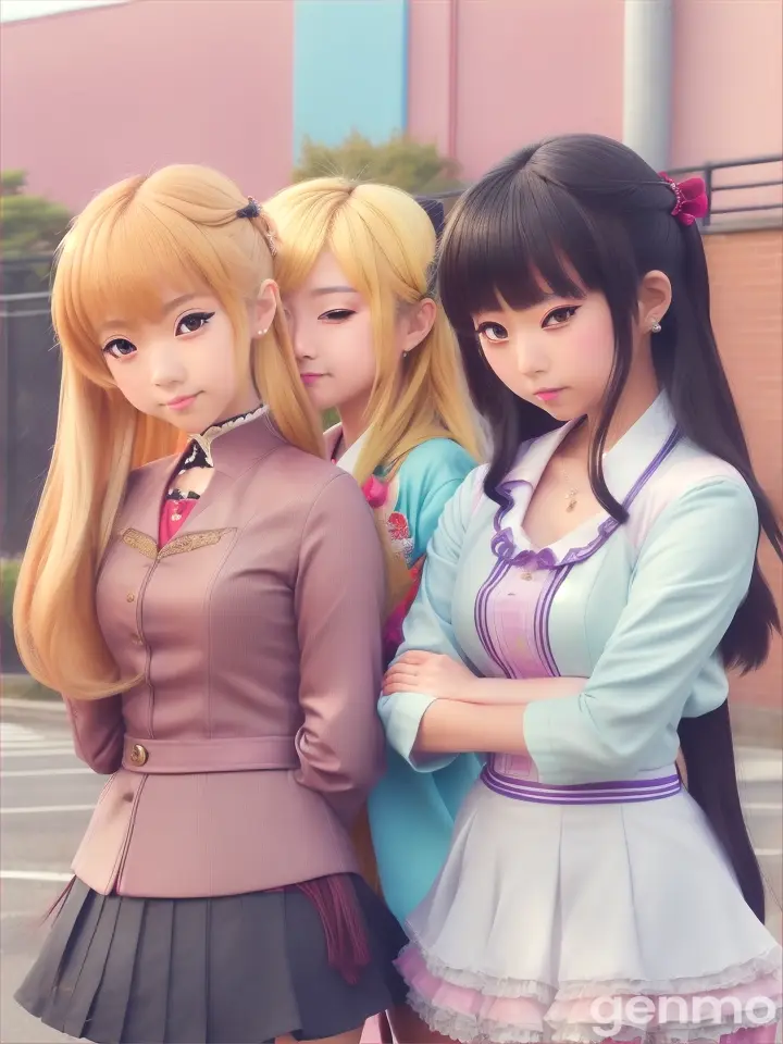 Señoritas del anime School days.Chie Ashikaga es recibida con mucho entusiasmo por sus amigas Youka Kira e Ishi.