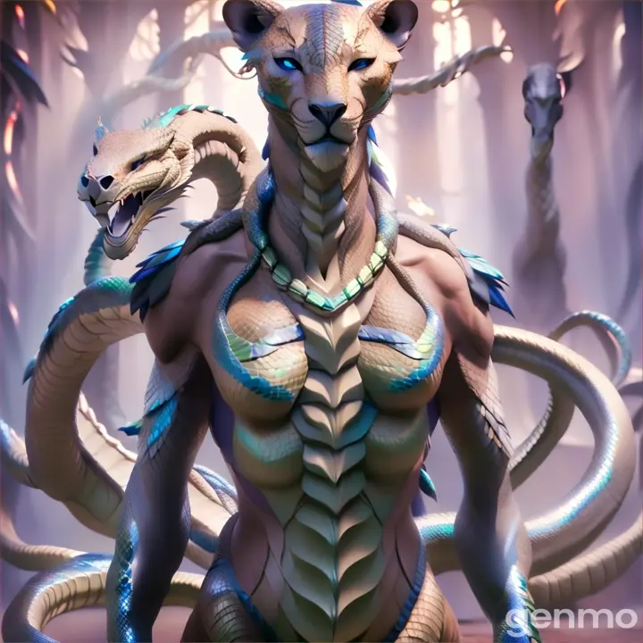 a creature with a snake on its back