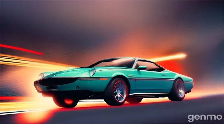 Car flying in air illustration