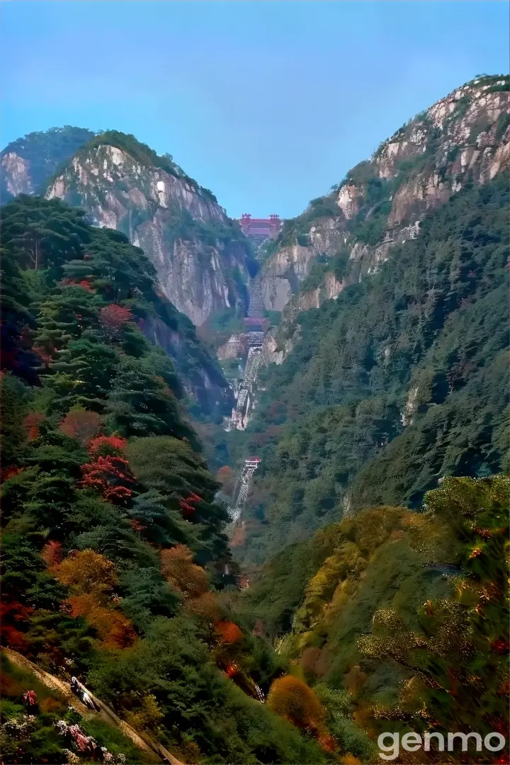 a group of people walking up a steep hill