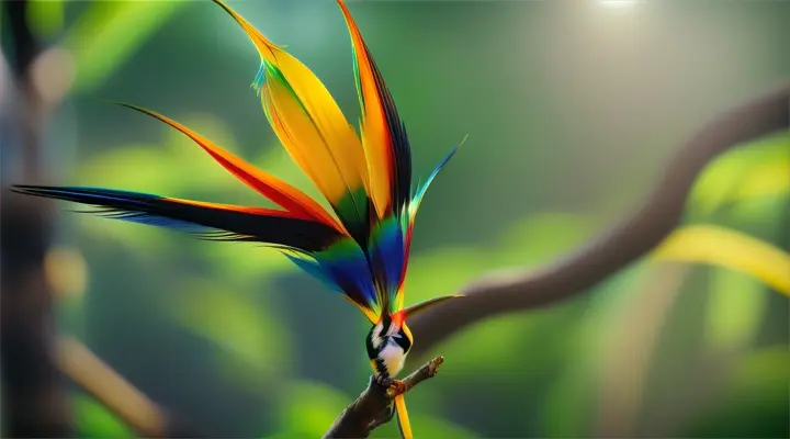 a bird-of-paradise turns towards the sun